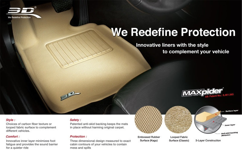 3D MAXpider 2009-2012 Dodge Ram 1500/2500/3500 Crew Cab Classic 2nd Row Floormats - Black-dsg-performance-canada