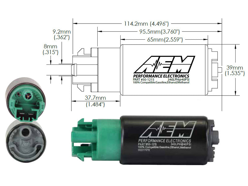 AEM 340LPH 65mm Fuel Pump Kit w/ Mounting Hooks - Ethanol Compatible-dsg-performance-canada