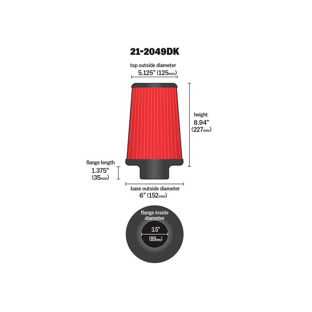 AEM 3.5 inch Short Neck 9 inch Element Filter Replacement-dsg-performance-canada