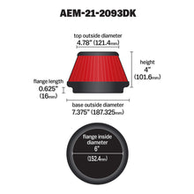 Load image into Gallery viewer, AEM 6 inch x 4 inch DryFlow Tapered Conical Air Filter-dsg-performance-canada