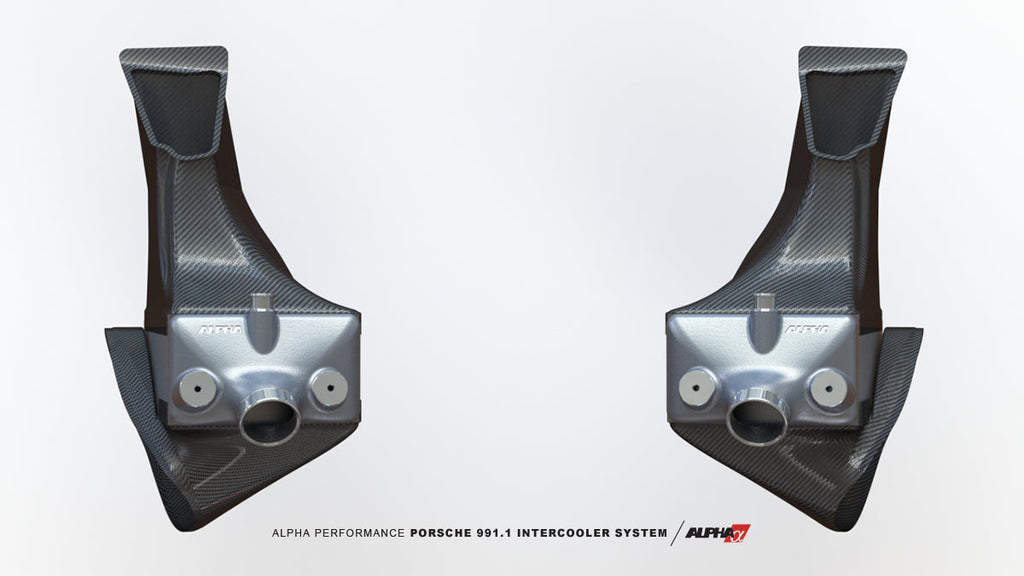 AMS Performance 13-15 Porsche 911 Turbo/Turbo S (991.1) Alpha Intercooler Kit w/Carbon Fiber Shrouds-dsg-performance-canada