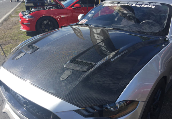 Anderson Composites 18-20 Ford Mustang Double Sided Type-OE Carbon Fiber Hood-dsg-performance-canada