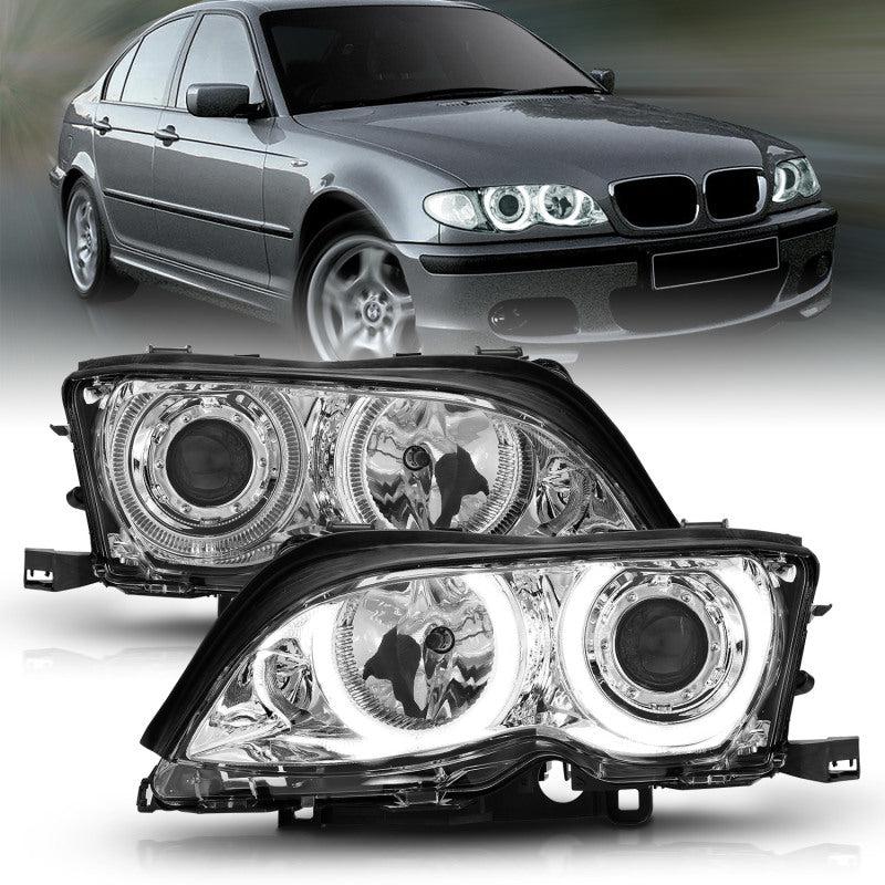 ANZO 2002-2005 BMW 3 Series E46 Projector Headlights w/ Halo