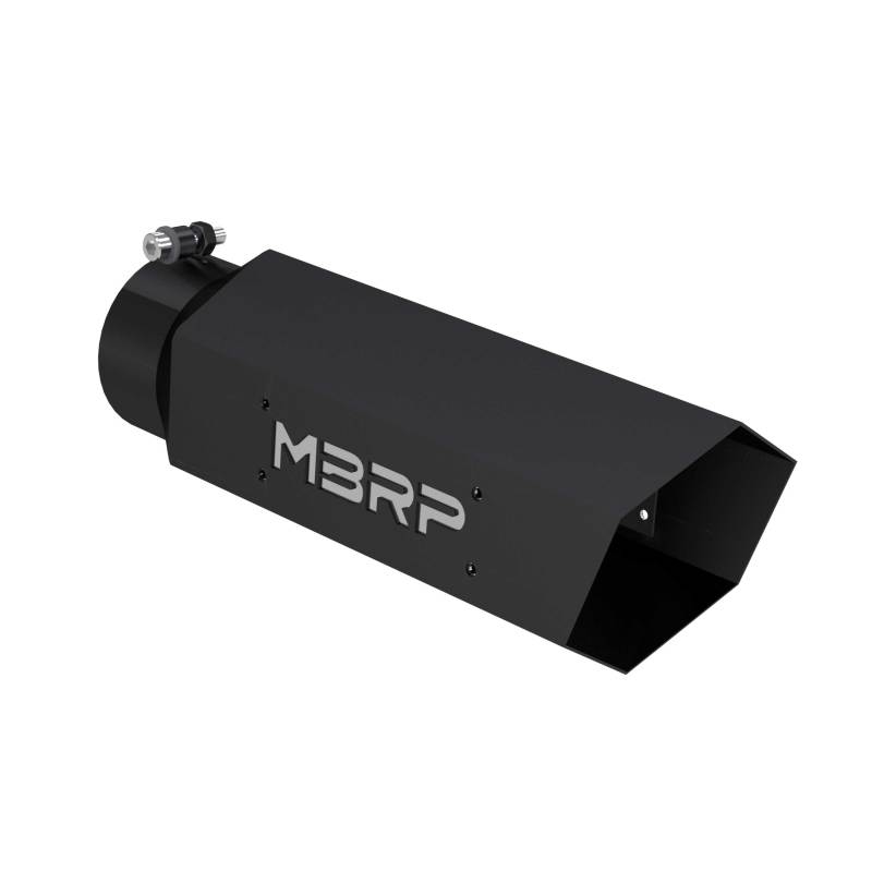MBRP Universal Hex Tip 4in Inlet 16in Length w/ Logo - Black Coated-dsg-performance-canada