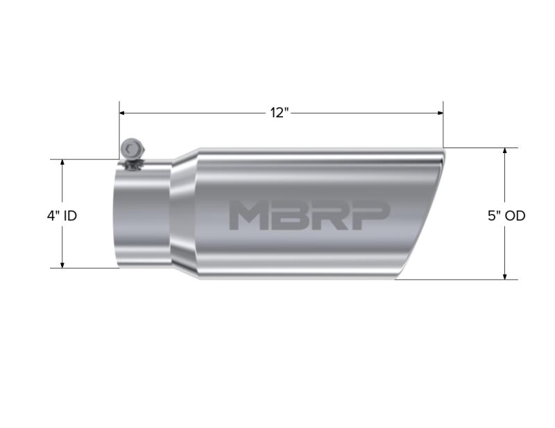 MBRP Universal Tip 5 O.D. Angled Rolled End 4 inlet 12 length-dsg-performance-canada