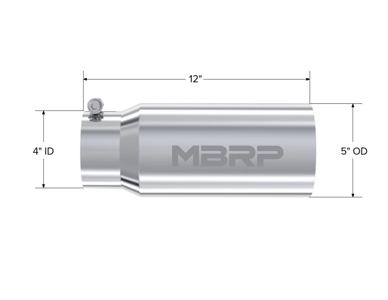 MBRP Universal Tip 5 O.D. Dual Wall Straight 4 inlet 12 length-dsg-performance-canada