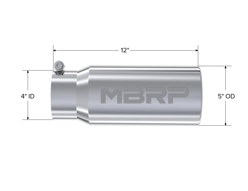 MBRP Universal Tip 5 O.D. Rolled Straight 4 inlet 12 length-dsg-performance-canada